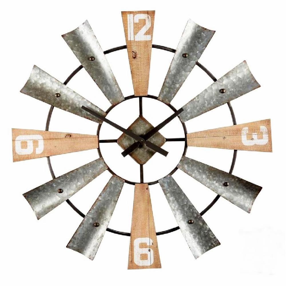 WORD METAL WINDMILL HANGING WALL ART CLOCK