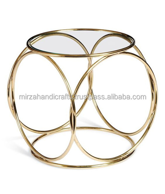 Round Metal Handmade Coffee Table with Mirrored Top High Quality Product handmade Custom Price Metal handmade