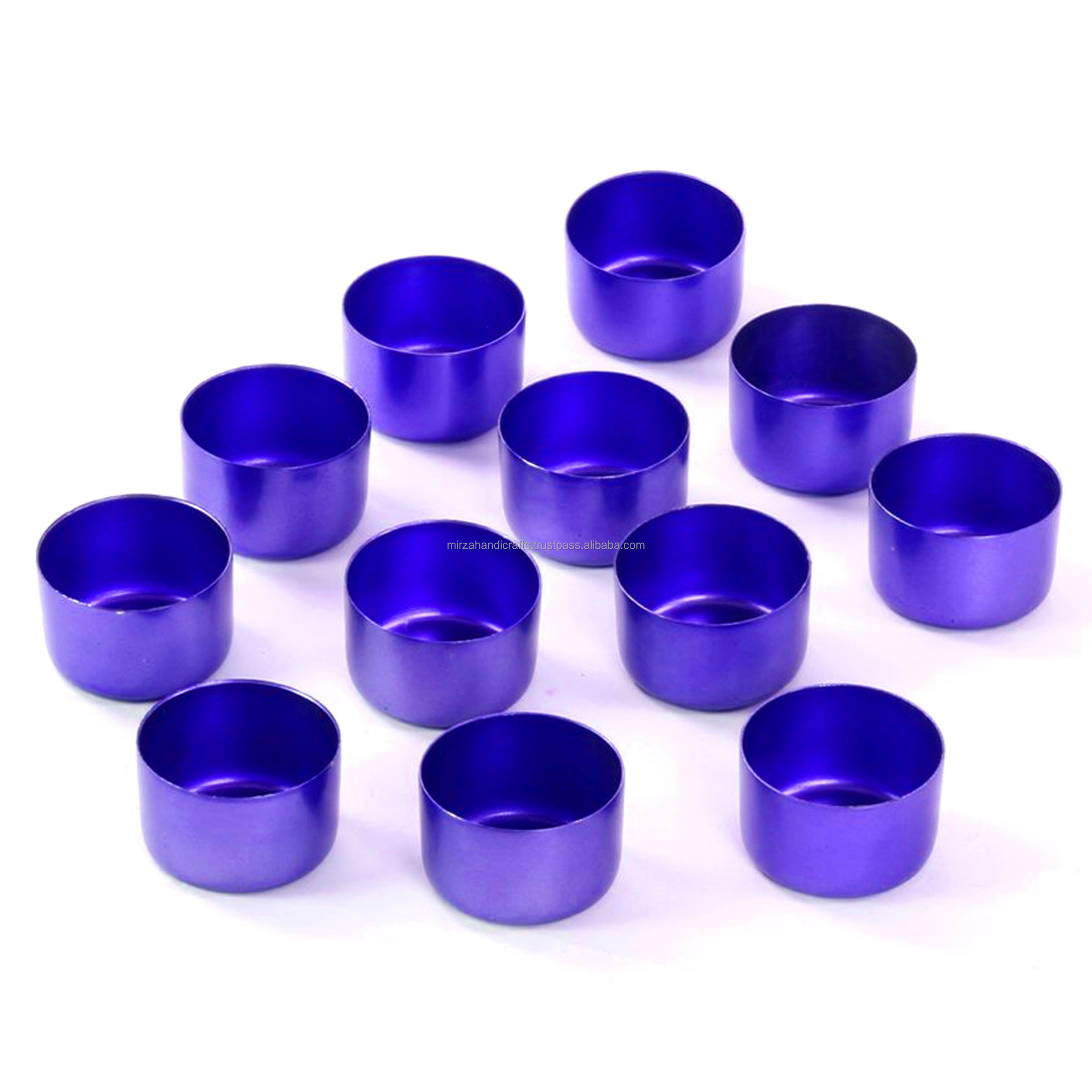 Handmade Custom Price Metal Blue Color Tea light Candle Holder Cups Set of 12 pcs  for special event decoration