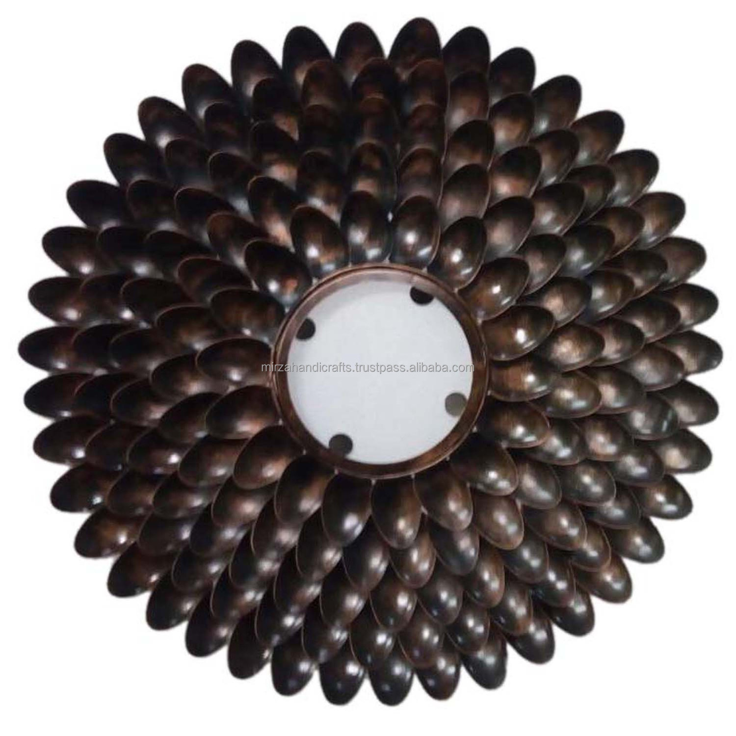 METAL  CHRISTMAS DECOR BRONZE ROUND MAKING SPOON SUNBURST DECORATIVE WALL MIRROR FOR HOME DECORATIVE