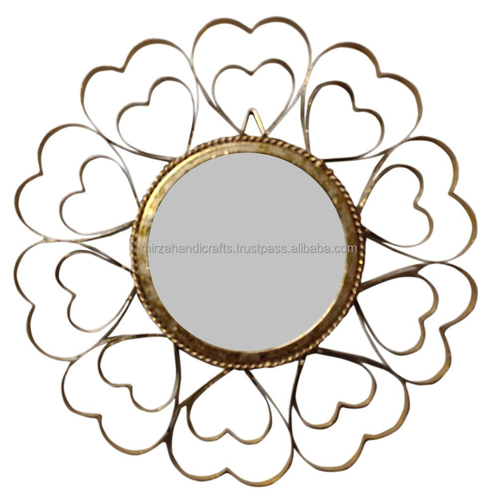 Unique Decoration Room Wall Mirror Glitz home Oversized Modern Glam Heart shape Wall Mirror Gold color