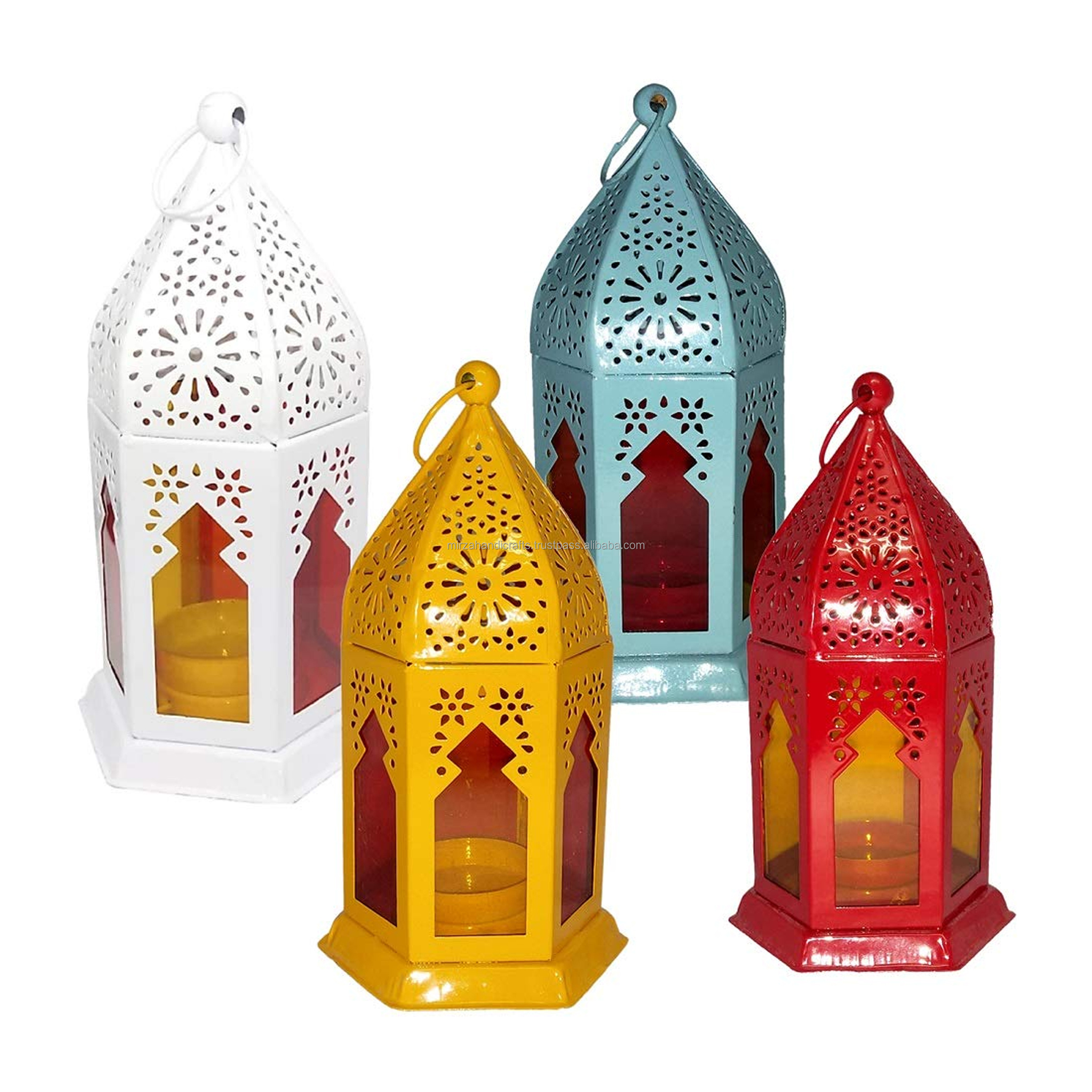 Golden Brass handmade Moroccan Candle Lanterns Golden Wedding Decoration Lantern Beading Lantern Set at Cheapest Price in India