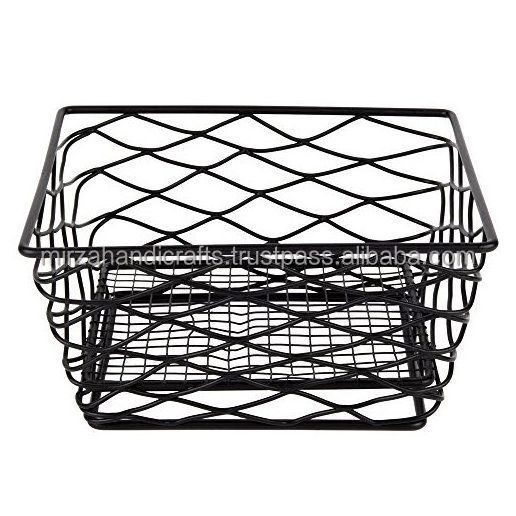 Metal Wire Grid Basket small wire baskets go just as well on a desk as on a chest of drawers or in the bathroom