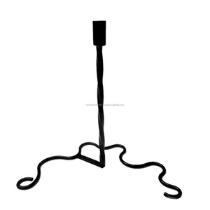 Taper Metal Iron Candle Stands with carved Base  Black Finished Wrought Iron Wedding Candlesticks