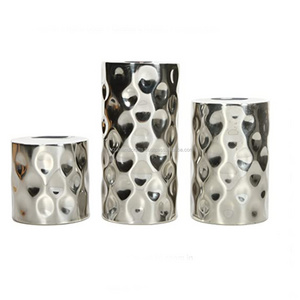 Tea Light Votive Silver Metallic Pillar Holders High Pebble Pattern Candle  Votive handmade custom price