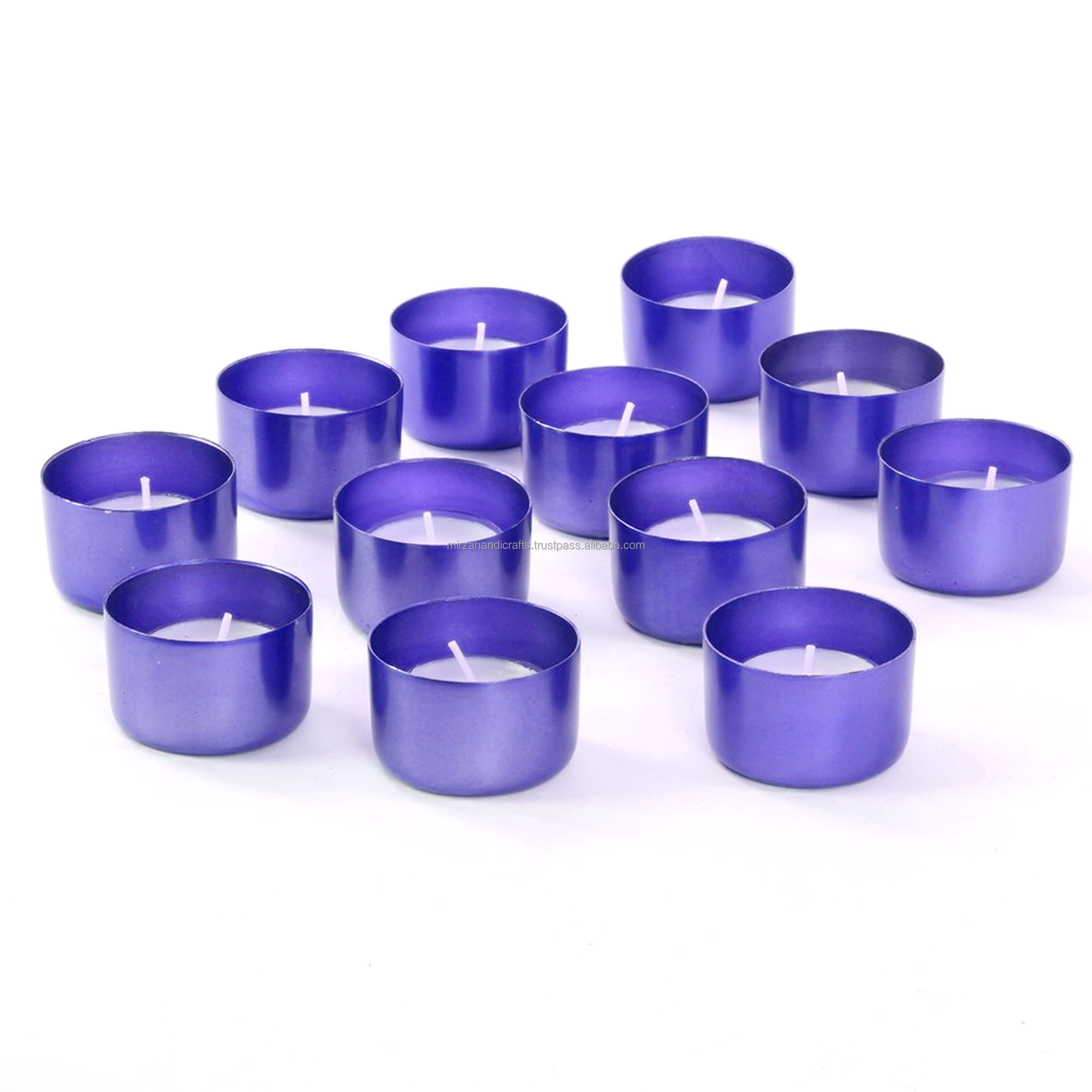 Handmade Custom Price Metal Blue Color Tea light Candle Holder Cups Set of 12 pcs  for special event decoration