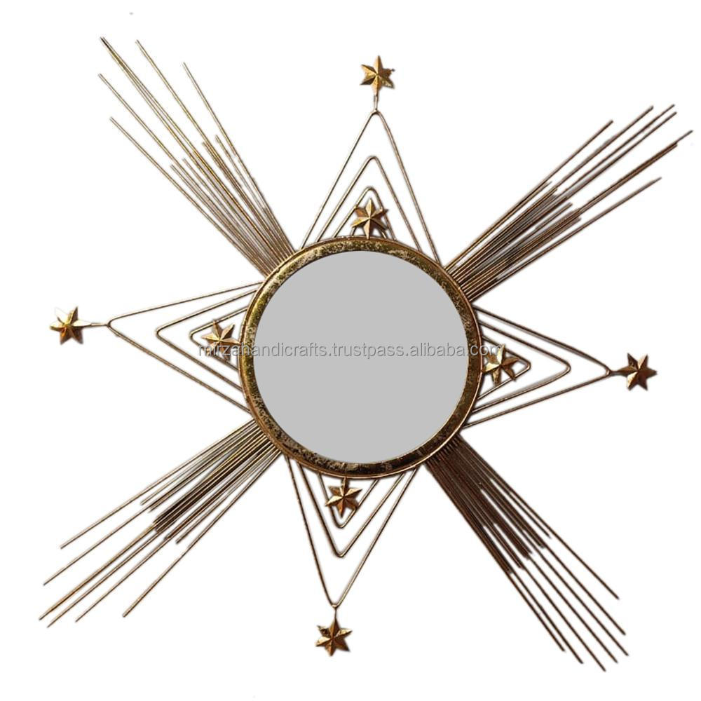 ANTIQUE GOLD STARBURST HOME DECOR WALL MIRROR