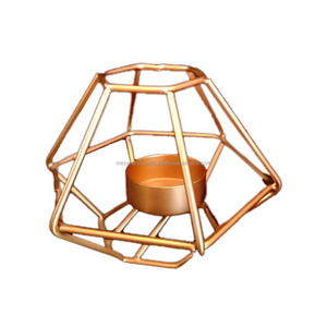 Modern Geometric Gold Tealight Holder for Table Decor Large and Small Metal Hexagon Votive Candle Centerpiece