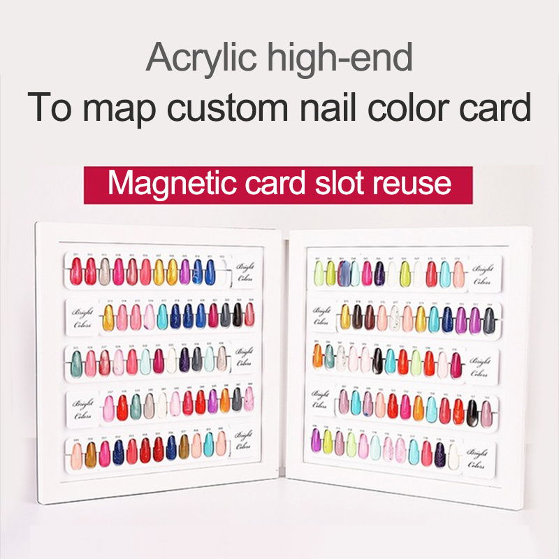 2020 new 120 colors nail gel  removable acrylic aisplay book magnetic slot  false nail color display chart nail art gel