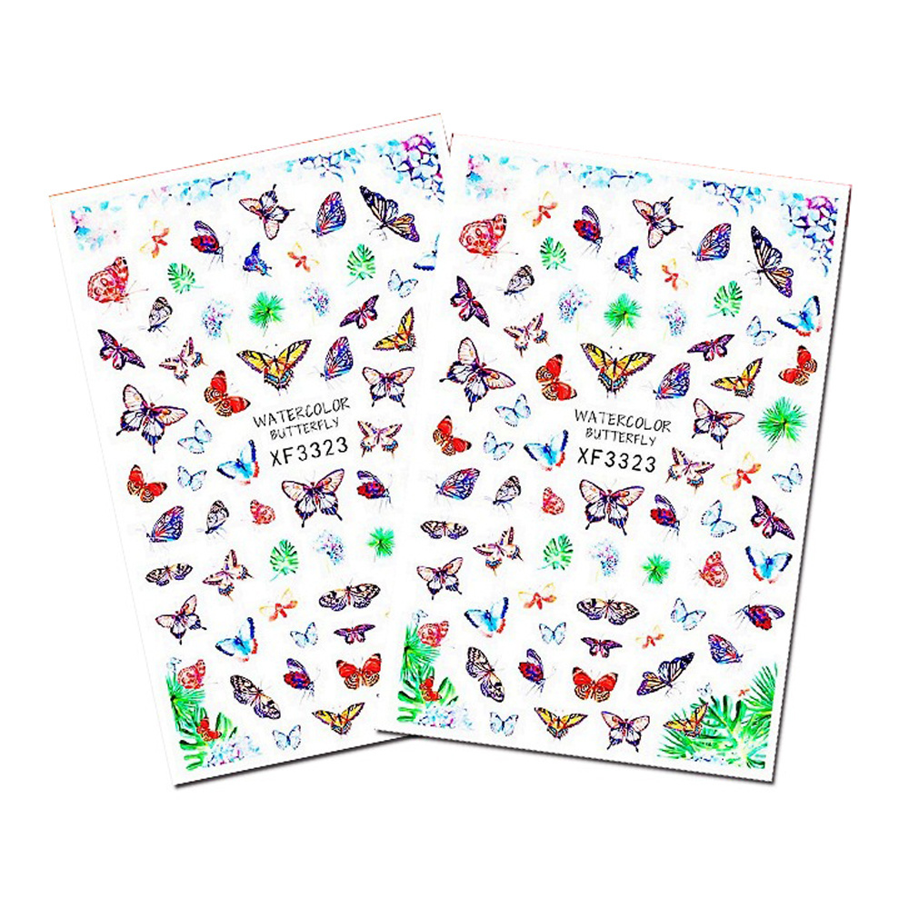 Designers Stickers Fashionable Holographic DIY Colorful Nail Stickers Decals Butterfly 3D Nail Sticker