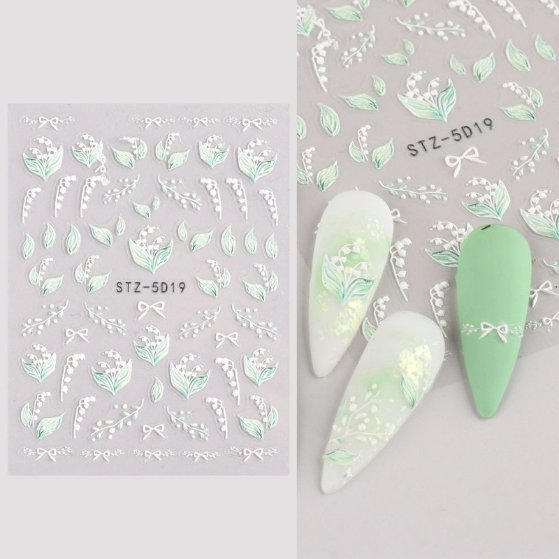 New Designs 2022 Nail Art Decals Decoration Embossed Flowers Anime Nail Decals 3D 5D Nail Sticker For Girls