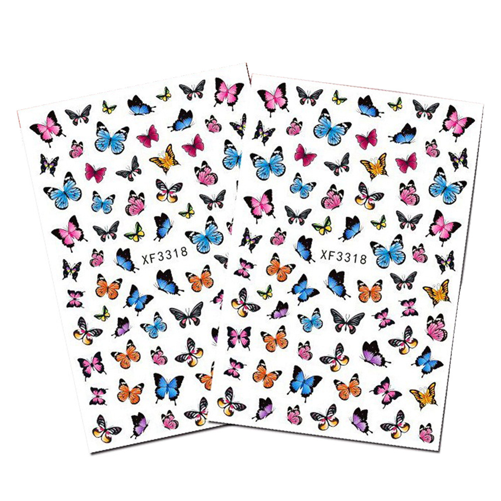 Designers Stickers Fashionable Holographic DIY Colorful Nail Stickers Decals Butterfly 3D Nail Sticker