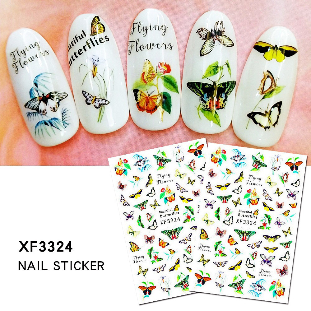 Designers Stickers Fashionable Holographic DIY Colorful Nail Stickers Decals Butterfly 3D Nail Sticker