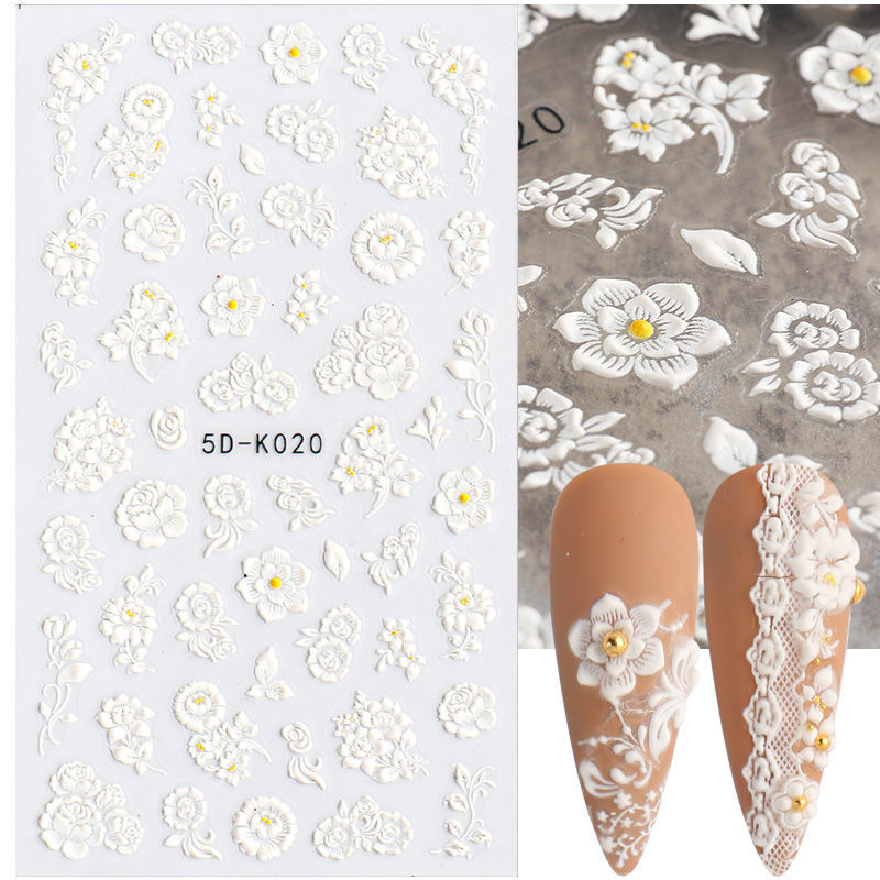 New Designs 2022 Nail Art Decals Decoration Embossed Flowers Anime Nail Decals 3D 5D Nail Sticker For Girls