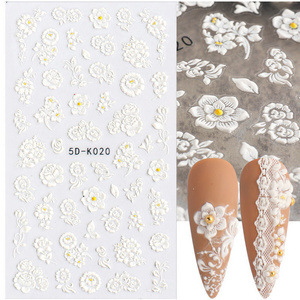 New Designs 2022 Nail Art Decals Decoration Embossed Flowers Anime Nail Decals 3D 5D Nail Sticker For Girls