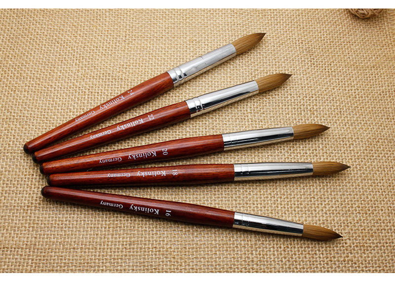 Top Quality Red Wooden Handle 30% Kolinsky Acrylic Nail Brushes Nail Art Painting Drawing Tools For Salon Brush