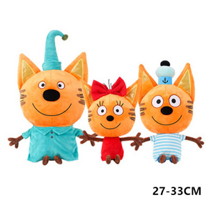 Genuine kid e cats Russian  My Family Three Happy Cats Plush Doll Cookie Candy Pudding Anime Cat Doll Toy Kawaii Gift