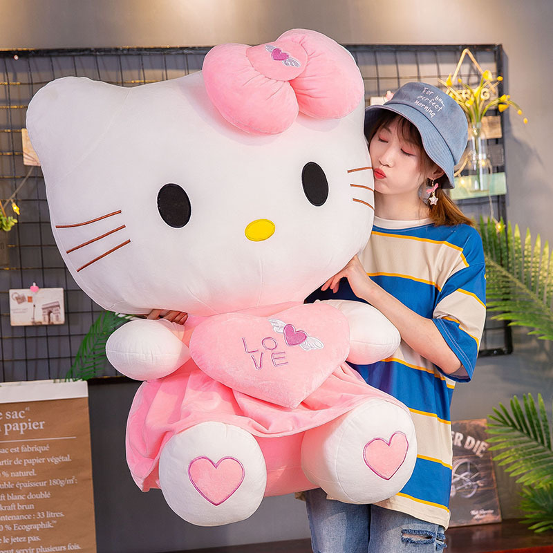 Big Size Cute Sanrio Hello Kitty Pink Melody Plushie Doll Hello Kitty Stuffed Toys Baby Kids Girls Birthday Xmas Surprise Gifts