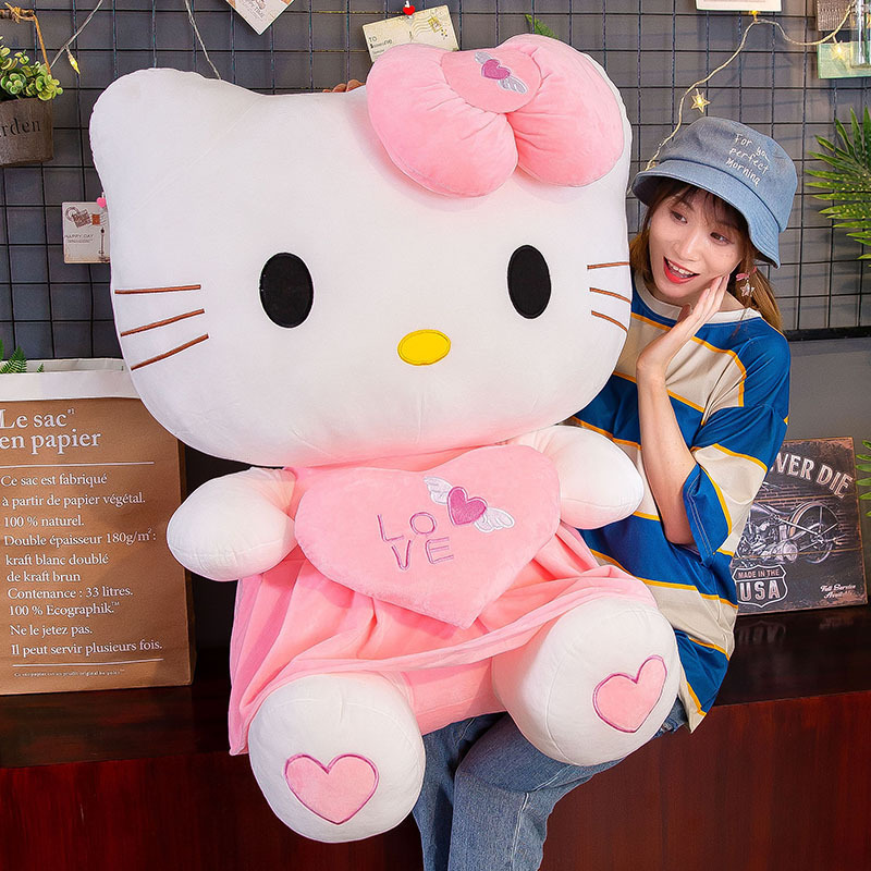 Big Size Cute Sanrio Hello Kitty Pink Melody Plushie Doll Hello Kitty Stuffed Toys Baby Kids Girls Birthday Xmas Surprise Gifts