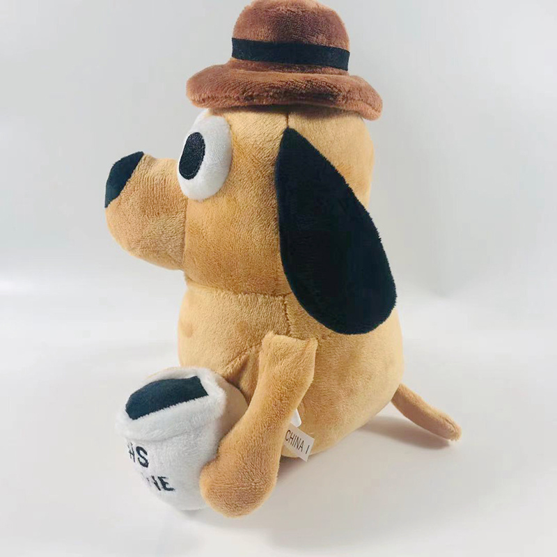 This Is Fine Meme Coffee Dog Plush Toy Soft Stuffed Doll Stuffed Plush Animals Kids Toy Gift for Children Boy Birthday