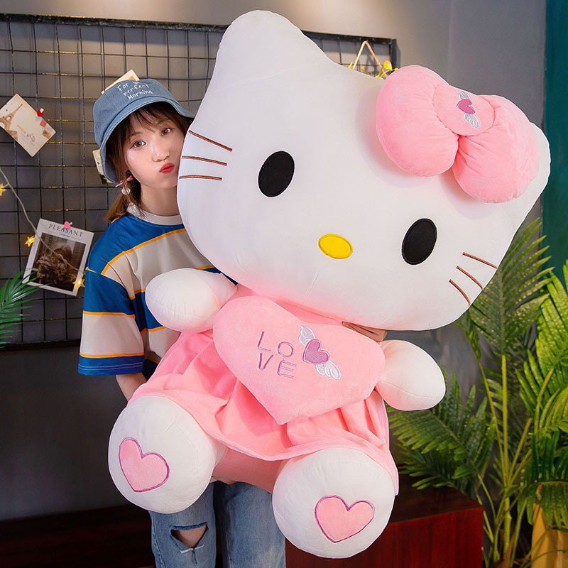 Big Size Cute Sanrio Hello Kitty Pink Melody Plushie Doll Hello Kitty Stuffed Toys Baby Kids Girls Birthday Xmas Surprise Gifts