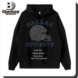 High Quality Dallas Cowboys Helmet Team Logo Rhinestone NFL Indians Football Transfers for Women's Long Hoodies