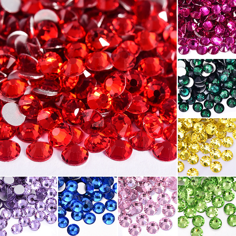 SS3-SS34 Dark Ruby Flat Back Nail Rhinestone Craft Red Rhinestones for Decorations