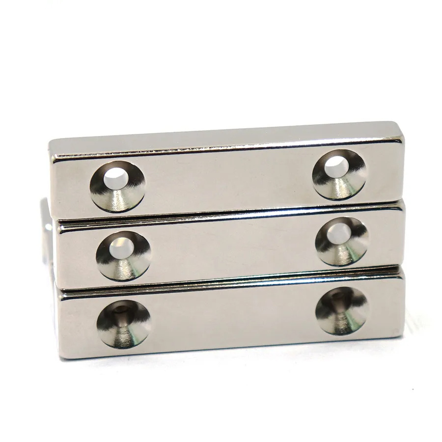 Industrial Strong Customized NdFeb Rectangular Pot Channel N52 Neodymium Block Magnet with Countersunk Hole