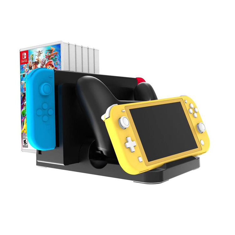 Charging Stand for Nintendo Switch Lite, Charger Station Dock for Switch Lite Console Controller with 6 Game Card Slots