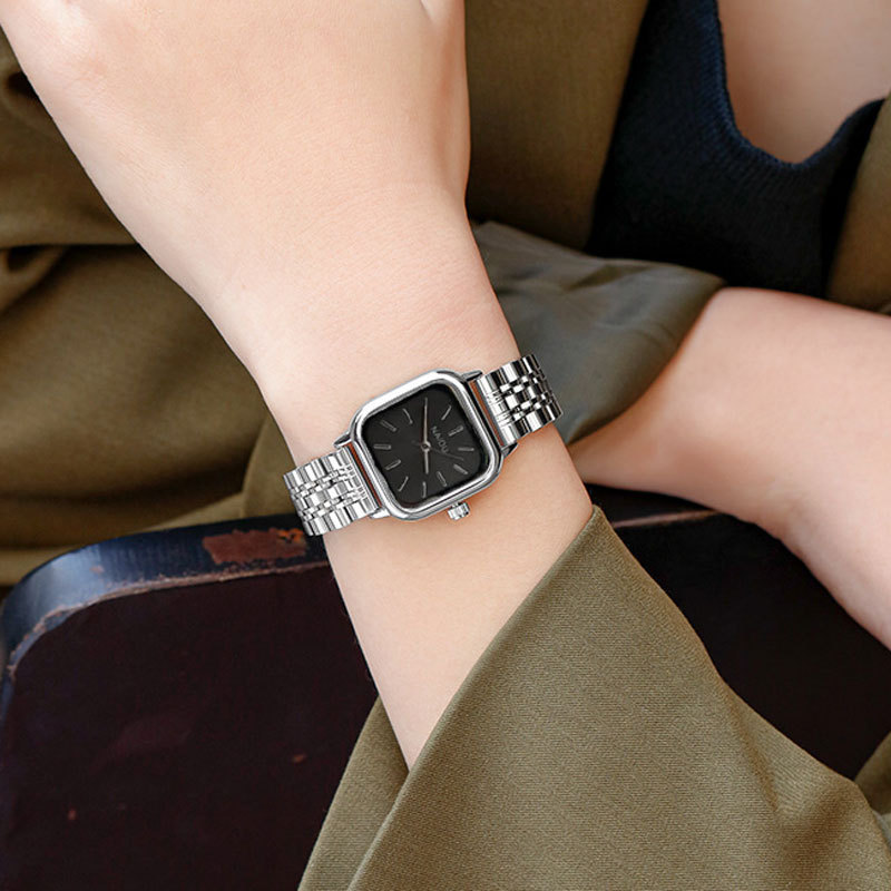 luxury watch for women  Fashion Stainless Steel Band Square Watch  Elegant  Waterproof Ladies Quartz Watch reloj