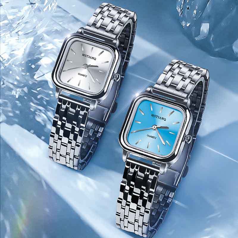 luxury watch for women  Fashion Stainless Steel Band Square Watch  Elegant  Waterproof Ladies Quartz Watch reloj