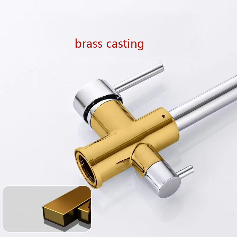 Brass Chrome  faucet Three way water Kitchen sink Mix water purification drinking water faucet