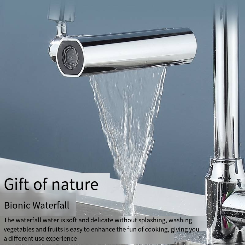 4 Modes Kitchen Faucet Accessory Waterfall & Anti-Splash Adapter 720 Degree Swivel Rotating Fly Rain Faucet Extender