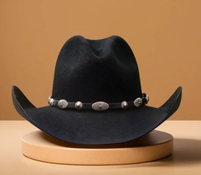 Wholesale 100% Wool Felt Large Brim Leather Belt Cowboy Hat Men Leather Cowboy Hats Fedora Hats