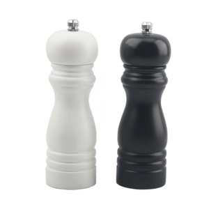 Hot Sale Wooden Manual Pepper Mill,Black And White Lacquer Rubber Wood Salt Grinder Mill Sets