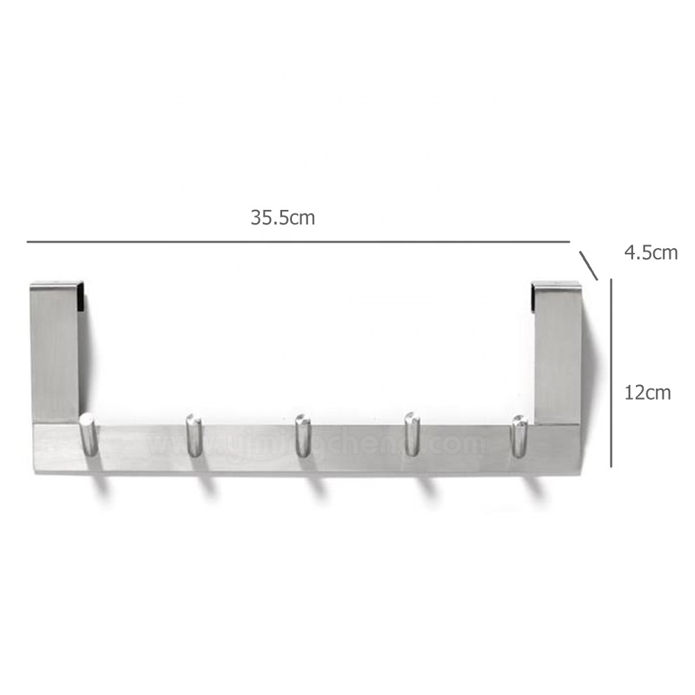 Stainless steel metal 5 hook organizer rack over the door hook