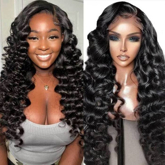 Yyong Loose Deep Wave Wig 30 Inch HD Transparent outlet 13X4 Lace Front Human Hair Wigs