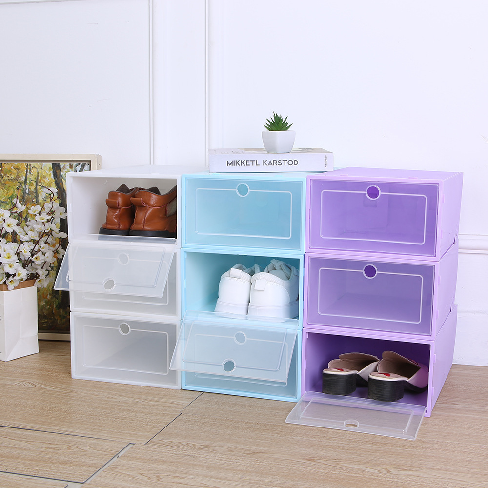 Foldable Clear Drawer Shoes Storage Box Drop Front Shoe Box Stackable Organizer