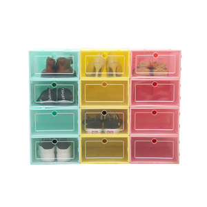 Foldable Clear Drawer Shoes Storage Box Drop Front Shoe Box Stackable Organizer