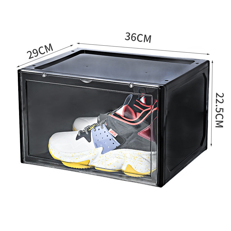 Transparent Plastic Sneaker Clear Stackable Foldable Magnetic Shoe Storage Boxes Plastic Shoe Display Organizer