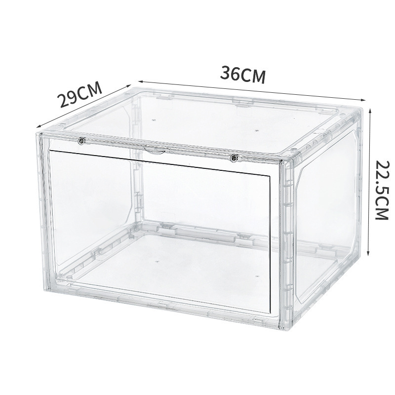 Transparent Plastic Sneaker Clear Stackable Foldable Magnetic Shoe Storage Boxes Plastic Shoe Display Organizer