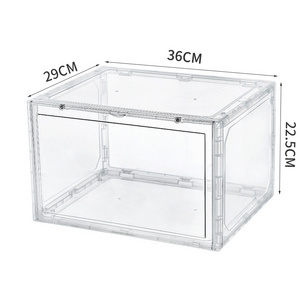 Transparent Plastic Sneaker Clear Stackable Foldable Magnetic Shoe Storage Boxes Plastic Shoe Display Organizer