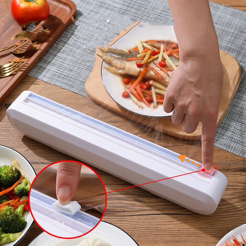 Plastic Sharp Cutter Storage Holder Kitchen Tool Food Freshness Wraptastic Dispenser Slide Wrap Dispenser Cutter