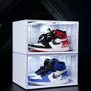 Drop Shipping Led Shoe Box Led shoes magnetic suction sneaker display AJ storage pp plastic Charging light shoe box