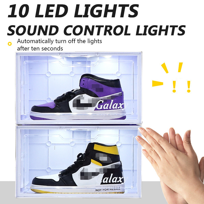 Drop Shipping Led Shoe Box Led shoes magnetic suction sneaker display AJ storage pp plastic Charging light shoe box