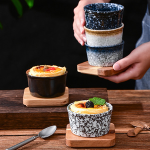 Ceramic Ramekin Set 100ml Creme Brulee Ramekins Souffle Oven Proof Dish Japandi Baking Bowls Baked Pudding Cups