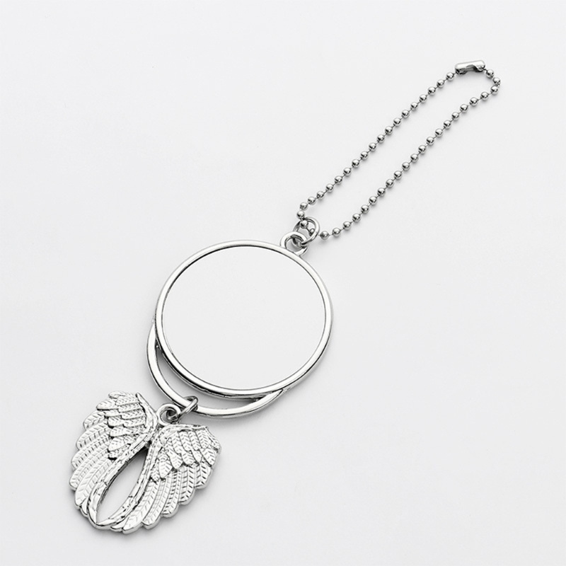 Heat Sublimation Silver Car Keychain Ornament Decorations Angel Wing Shape Blank Thermal Transfer Printing Pendant Jewelry