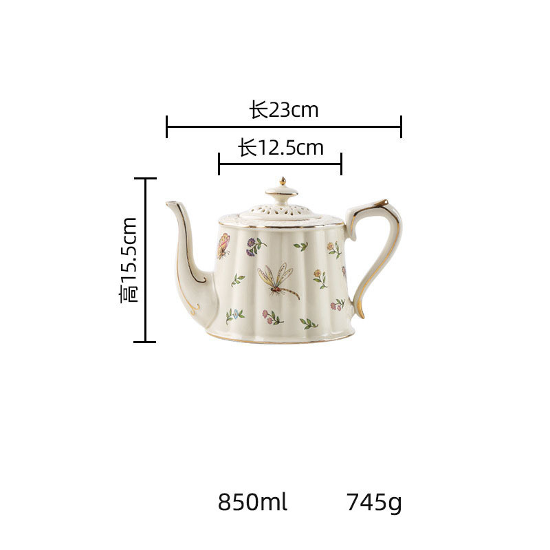 Rose Flowers Bone China Coffee Set British Porcelain Tea Set Ceramic Pot Creamer Sugar Bowl Teatime Teapot Coffee Cup Mug Coffee