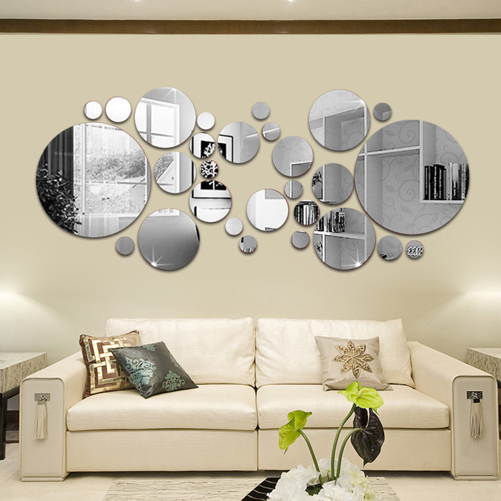 Geometric Circle Mirror Wall Sticker Removable Acrylic Mirror Setting Wall Sticker Decal for Home Living Room Bedroom Decor