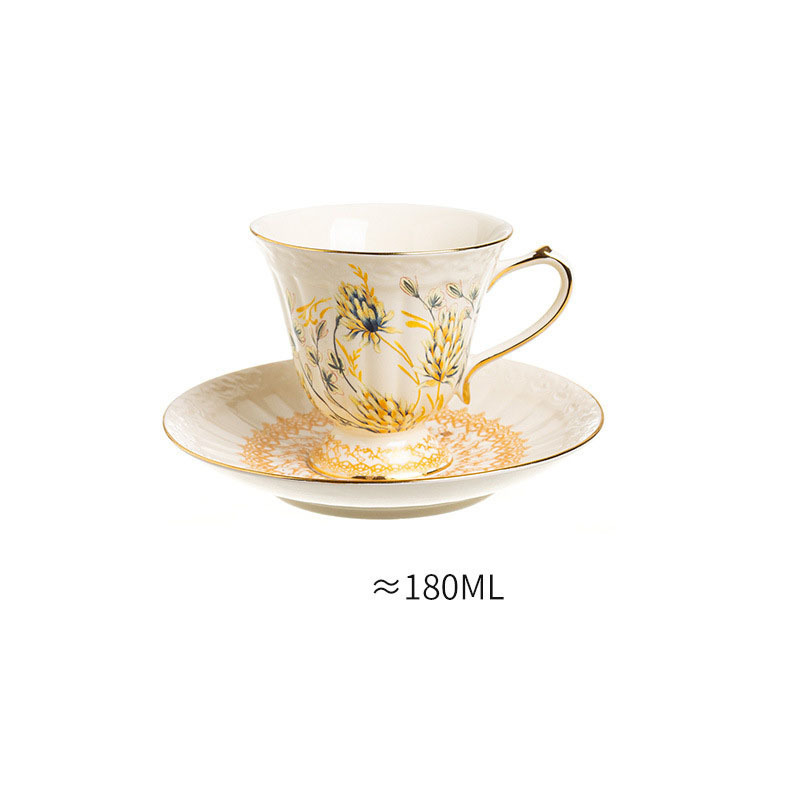 European-style Tea Coffee Cup and Saucer Pot Set Butterfly Dragonfly Set Custom Ceramic TeaPot Coffee Mug Tea Pot Flower